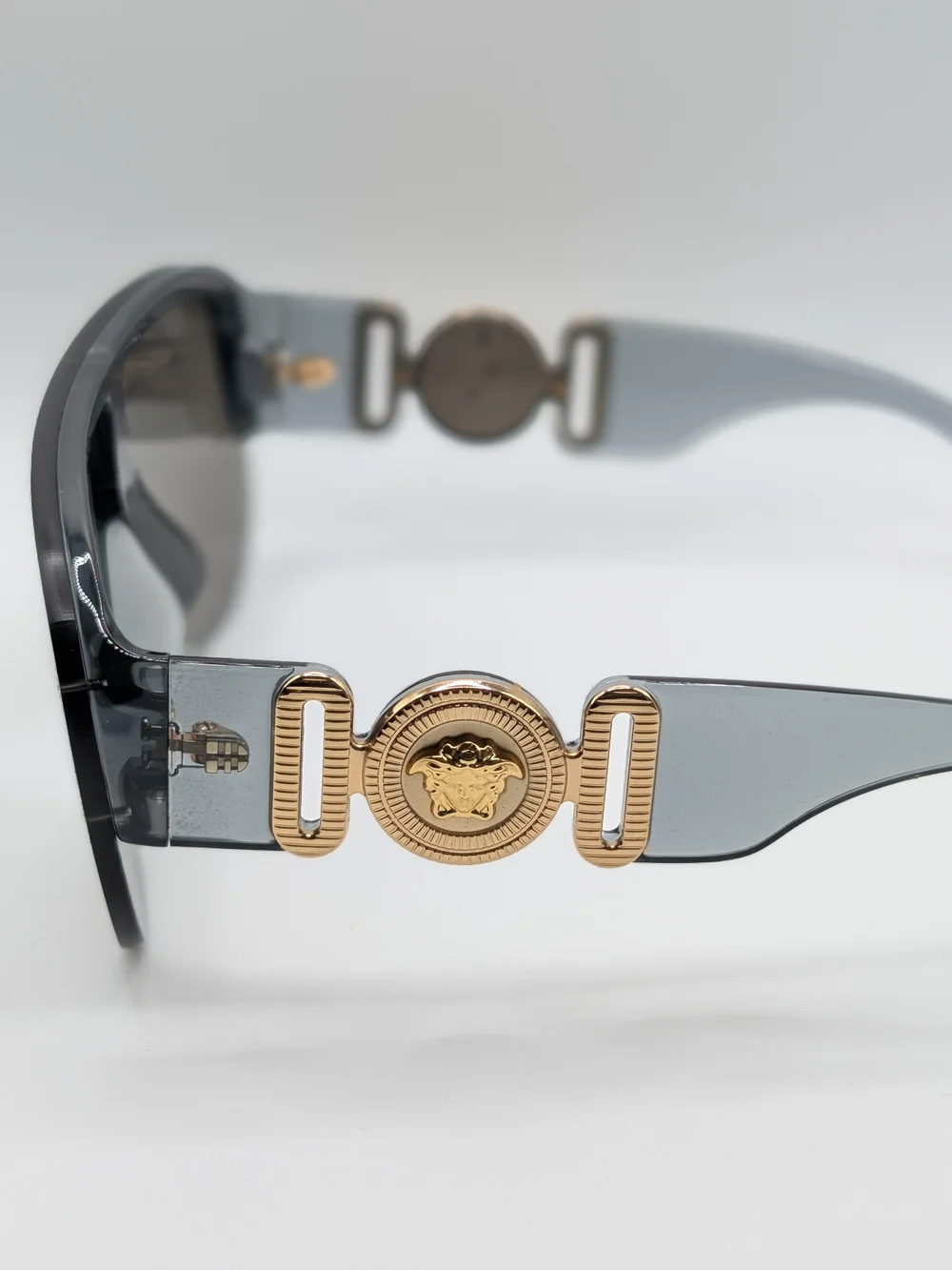 NWT Versace VE4391 311/6G Shield Sunglasses Grey Silver Mirror Box & Case
